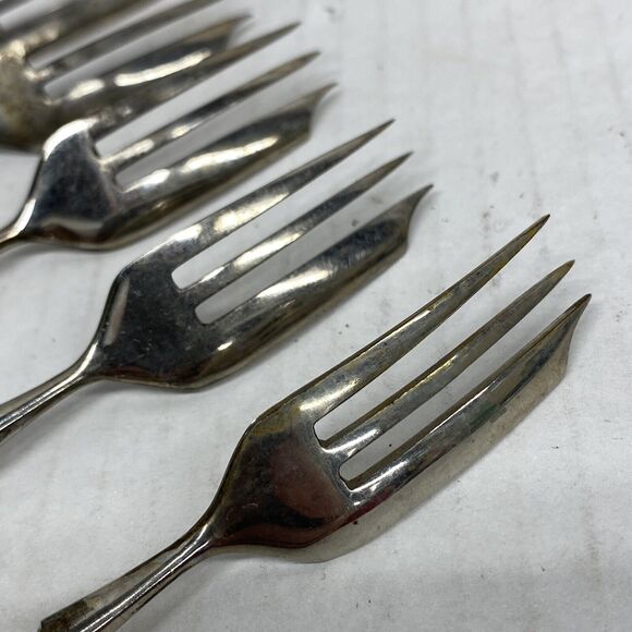 Lot Of 6 Pastry Forks Horn? Handle Flatware Dining Kitchen - Condition Issues - Picture 8 of 14